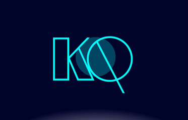 kq k q blue line circle alphabet letter logo icon template vector design