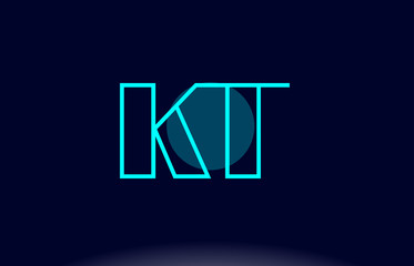 kt k t blue line circle alphabet letter logo icon template vector design