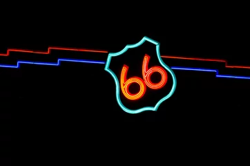 Rolgordijnen Route 66 neonreclame in Albuquerque © Shelley