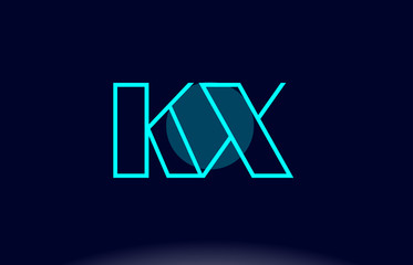 kx k x blue line circle alphabet letter logo icon template vector design