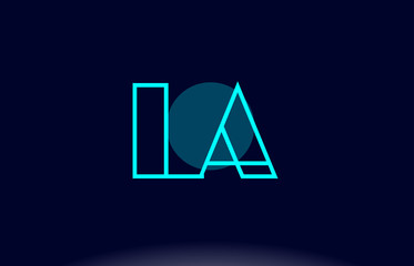 la l a blue line circle alphabet letter logo icon template vector design