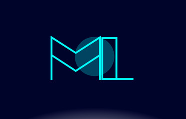 ml m l blue line circle alphabet letter logo icon template vector design