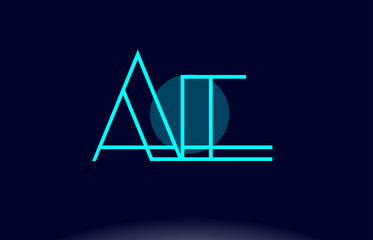 ae a d blue line circle alphabet letter logo icon template vector design