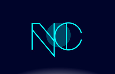 nc n c blue line circle alphabet letter logo icon template vector design