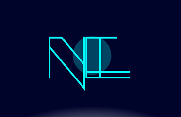 ne n e blue line circle alphabet letter logo icon template vector design