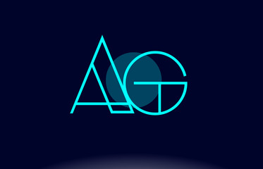 ag a g blue line circle alphabet letter logo icon template vector design