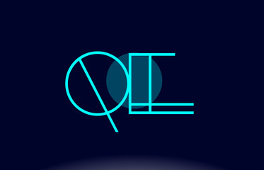 qe q e blue line circle alphabet letter logo icon template vector design