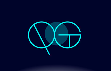 qg q g blue line circle alphabet letter logo icon template vector design
