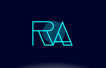 ra r q blue line circle alphabet letter logo icon template vector design