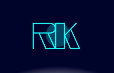 rk r k blue line circle alphabet letter logo icon template vector design