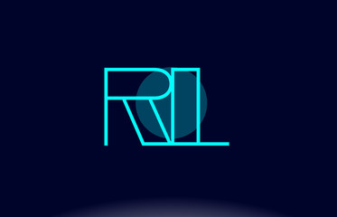 rl r l blue line circle alphabet letter logo icon template vector design