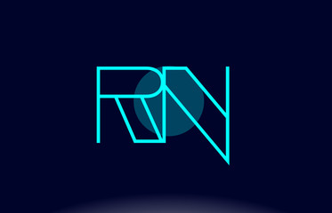 rn r n blue line circle alphabet letter logo icon template vector design