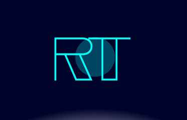 rt r t blue line circle alphabet letter logo icon template vector design