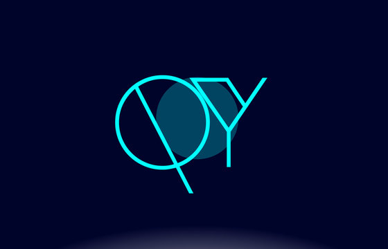 qy q y blue line circle alphabet letter logo icon template vector design