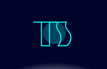ts t s blue line circle alphabet letter logo icon template vector design