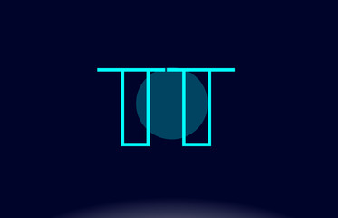 tt t blue line circle alphabet letter logo icon template vector design