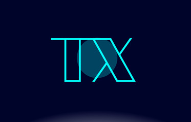 tx t x blue line circle alphabet letter logo icon template vector design