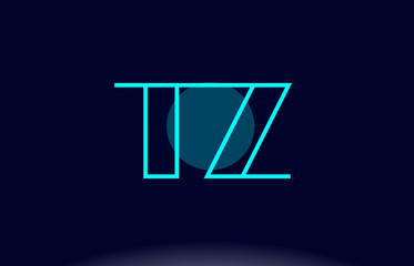 tz t z blue line circle alphabet letter logo icon template vector design