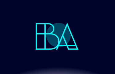 ba b a blue line circle alphabet letter logo icon template vector design