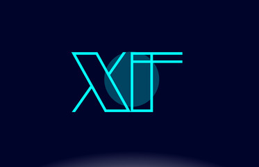 xf x f blue line circle alphabet letter logo icon template vector design