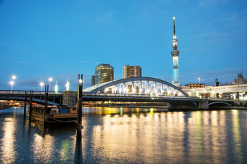 The view from Asakusa, Tokyo, Japan in the evening