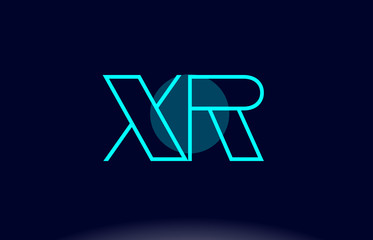 xr x r blue line circle alphabet letter logo icon template vector design