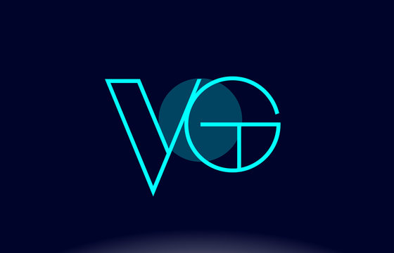 vg v g blue line circle alphabet letter logo icon template vector design