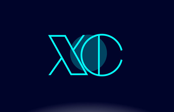 xc x c blue line circle alphabet letter logo icon template vector design