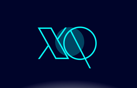 xq x q blue line circle alphabet letter logo icon template vector design