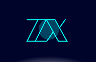 zx z x blue line circle alphabet letter logo icon template vector design
