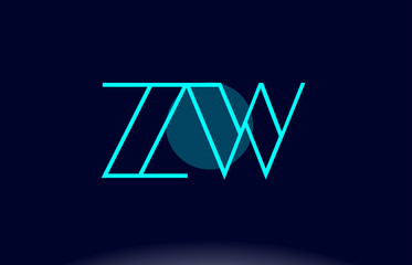 zw z w blue line circle alphabet letter logo icon template vector design