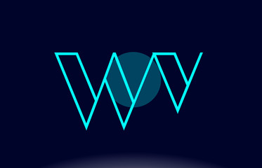 wv w v blue line circle alphabet letter logo icon template vector design