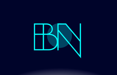 bn b n blue line circle alphabet letter logo icon template vector design