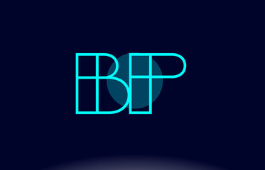 bp b p blue line circle alphabet letter logo icon template vector design