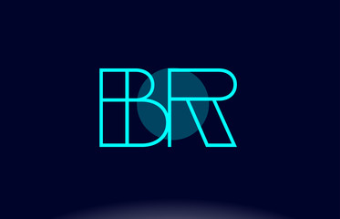 br b r blue line circle alphabet letter logo icon template vector design