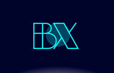 bx b x blue line circle alphabet letter logo icon template vector design