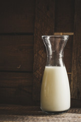 Milk in a transparent jar (bottle)