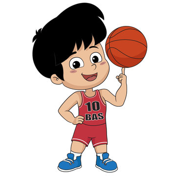 kid playing basketball.vector and illustration.