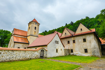 Fototapeta premium Famous Red Monastery called Cerveny Klastor in Pieniny mountains, Slovakia