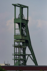 Coal mining tower in front of sky