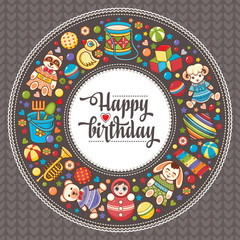 Happy Brithday. Greeting Card. Vector.