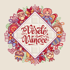 Vesele Vanoce. Vector. Czech language. Warm 