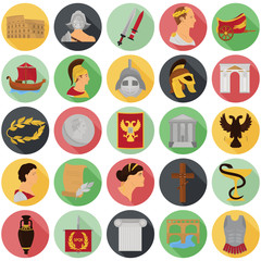 Ancient rome color icons set for web and mobile design