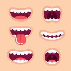 Obraz premium Funny cartoon mouths set