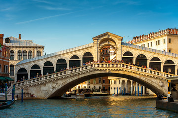 Old medieval Rialto Bridge over the Grand Canal, Venice, Italy