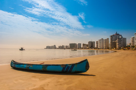 Canoeing on the ocean. The Pacific coast.