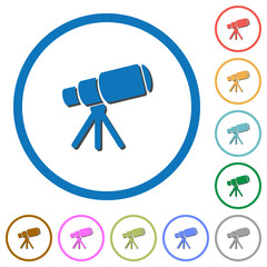 Space telescope icons with shadows and outlines