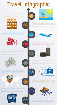 Travel infographic. Numbered 10 positions. Vector illustration.