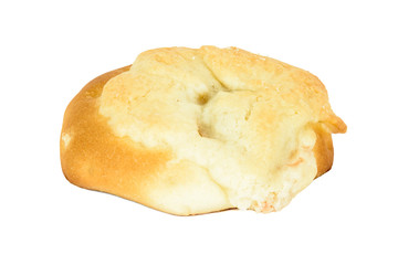 Bun stuffed with plum isolated on white background