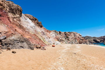 Beautiful beach of Paleochori with crystal clear waters in the south of Milos. Cyclades Islands, Greece. 